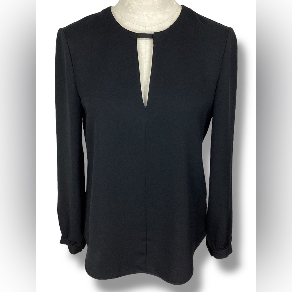 Rag & Bone Black V Neck Cutout Long Sleeve Blouse minimalist relaxed lagenlook